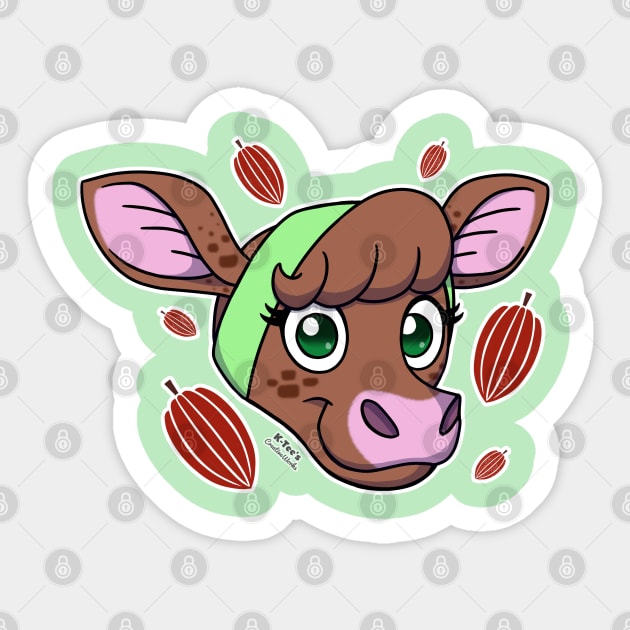 Coco the Chocolate Cow -  Original, Head (Part 1) Sticker by K-Tee's CreeativeWorks